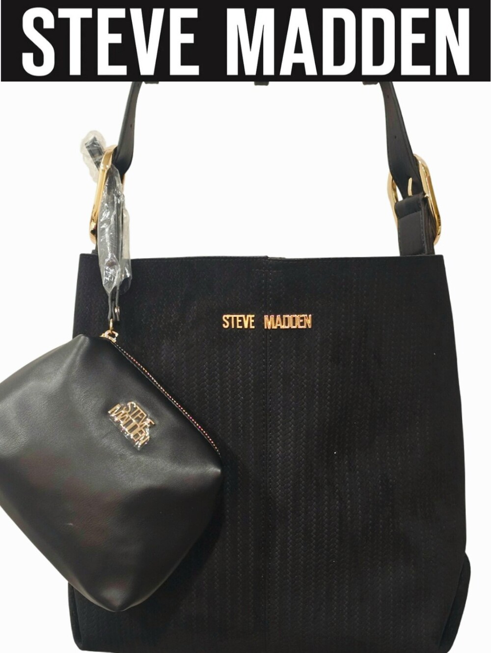 Steve Madden BFlorrence Suede Hobo Bag & Wristlet- Black